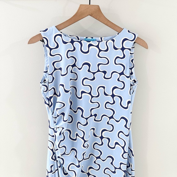J. McLaughlin Catalina Cloth Blue Puzzle Piece Dress Size Medium - Picture 3 of 6